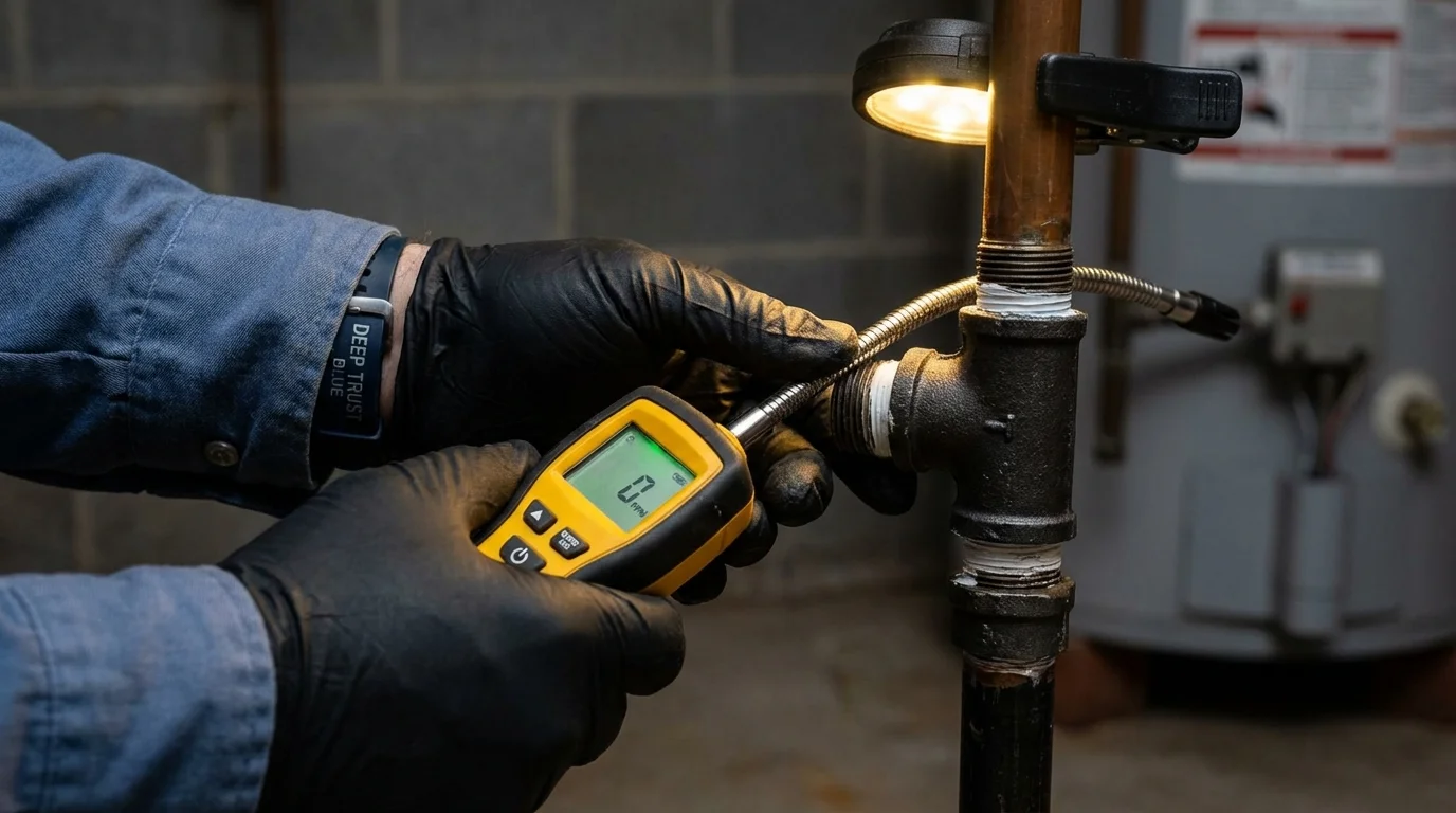 Gas leak detection with electronic sniffer by Johns Plumbing LLC in Broadalbin